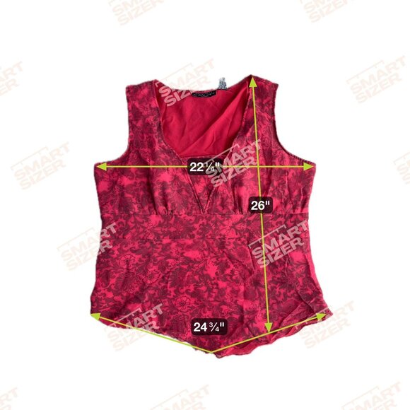 NYC Design Co Womens Red Silk Babydoll Tank Top Size 2X Empire‎ Waist Sleeveless - Picture 2 of 7